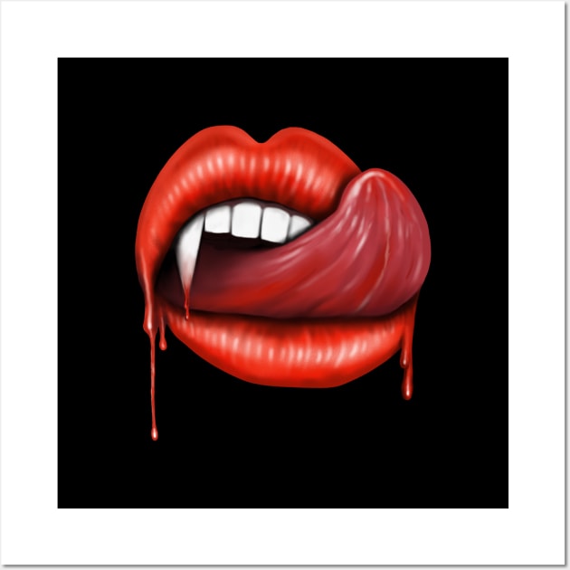 Vampire lips  vamp teeth Wall Art by Artardishop